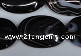 CAG3006 15.5 inches 20*30mm oval black line agate beads