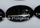 CAG3008 15.5 inches 20*35mm oval black line agate beads