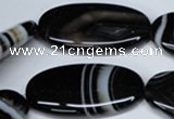 CAG3009 15.5 inches 20*40mm oval black line agate beads