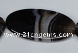 CAG3010 15.5 inches 25*50mm oval black line agate beads