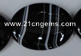 CAG3012 15.5 inches 30*40mm oval black line agate beads