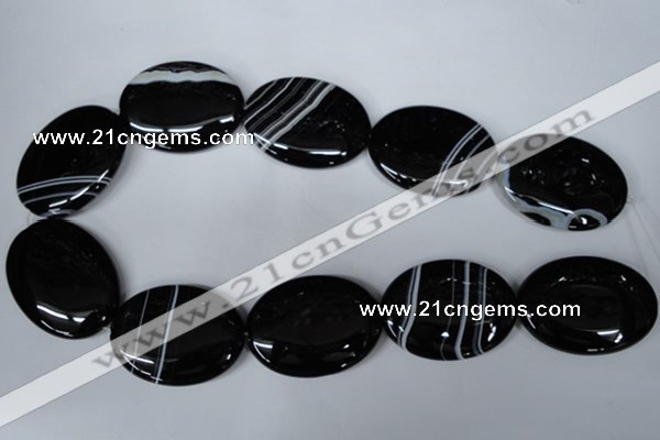 CAG3012 15.5 inches 30*40mm oval black line agate beads