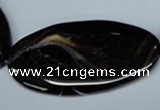 CAG3015 15.5 inches 25*50mm twisted oval black line agate beads