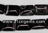 CAG3022 15.5 inches 12*16mm rectangle black line agate beads