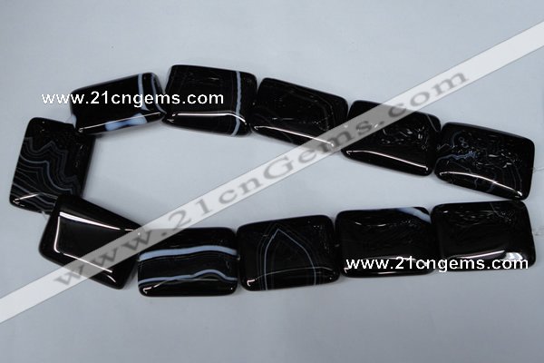 CAG3027 15.5 inches 25*35mm rectangle black line agate beads