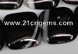 CAG3037 15.5 inches 25*25mm square black line agate beads