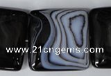 CAG3038 15.5 inches 35*35mm square black line agate beads