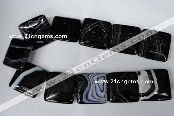 CAG3038 15.5 inches 35*35mm square black line agate beads