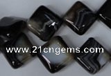 CAG3043 15.5 inches 14*14mm diamond black line agate beads