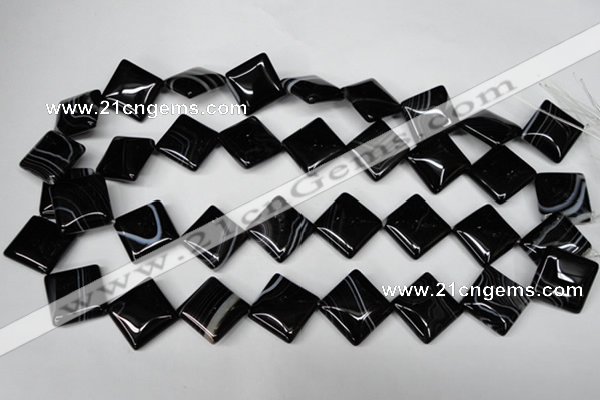 CAG3045 15.5 inches 18*18mm diamond black line agate beads