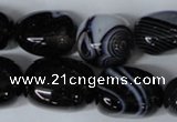 CAG3065 15.5 inches 15*20mm nuggets black line agate beads