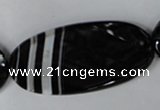 CAG3086 15.5 inches 25*50mm faceted oval black line agate beads