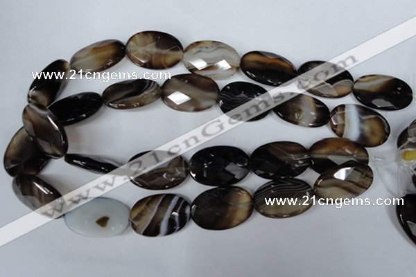 CAG3090 15.5 inches 20*30mm faceted oval black line agate beads