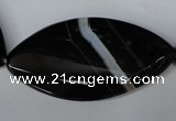 CAG3095 15.5 inches 25*50mm faceted & twisted oval black line agate beads