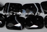 CAG3103 15.5 inches 15*20mm faceted rectangle black line agate beads