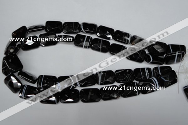 CAG3103 15.5 inches 15*20mm faceted rectangle black line agate beads