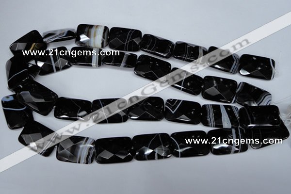 CAG3104 15.5 inches 18*25mm faceted rectangle black line agate beads
