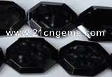 CAG3108 15.5 inches 18*25mm octagonal black line agate beads