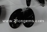 CAG3109 Top-drilled 18*25mm faceted flat teardrop black line agate beads