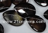 CAG3110 Top-drilled 18*25mm faceted flat teardrop black line agate beads