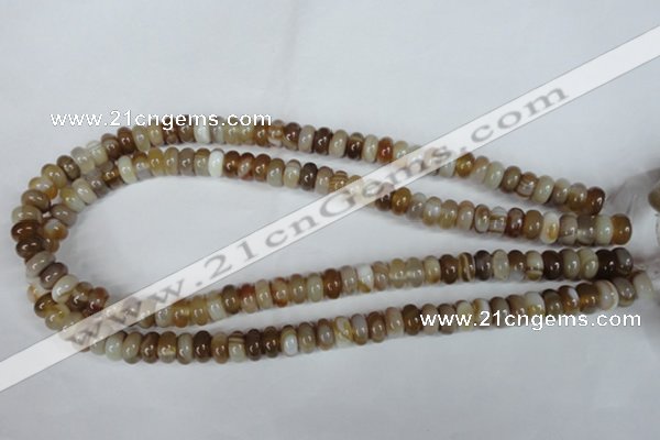 CAG3120 15.5 inches 6*10mm rondelle brown line agate beads