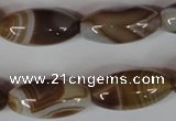 CAG3126 15.5 inches 12*25mm rice brown line agate beads