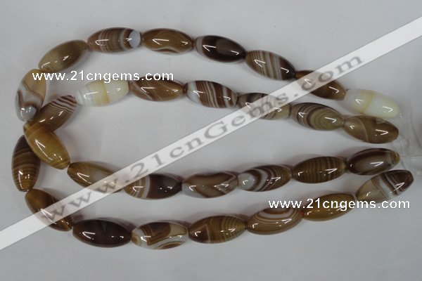 CAG3126 15.5 inches 12*25mm rice brown line agate beads