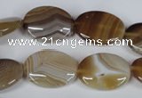 CAG3132 15.5 inches 12*16mm oval brown line agate beads