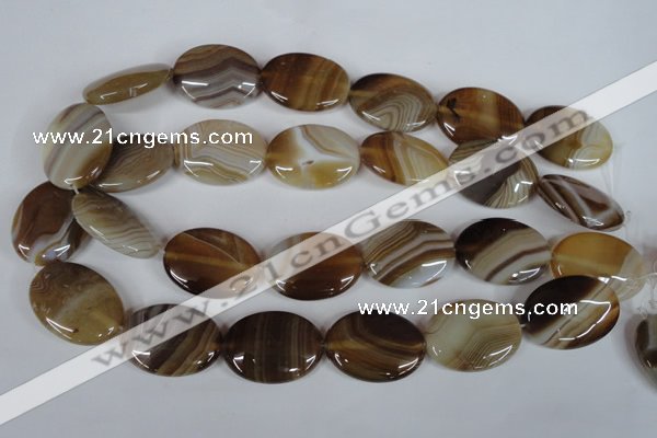 CAG3133 15.5 inches 13*18mm oval brown line agate beads