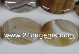 CAG3135 15.5 inches 18*25mm oval brown line agate beads