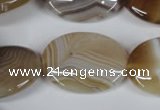 CAG3136 15.5 inches 22*30mm oval brown line agate beads