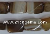 CAG3145 15.5 inches 13*18mm twisted rectangle brown line agate beads