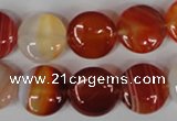 CAG3183 15.5 inches 14mm flat round red line agate beads