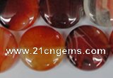 CAG3187 15.5 inches 22mm flat round red line agate beads