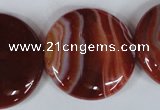 CAG3188 15.5 inches 30mm flat round red line agate beads