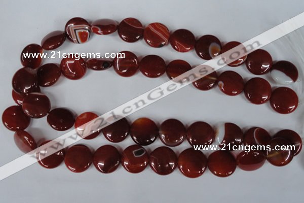 CAG3189 15.5 inches 18mm flat round red line agate beads