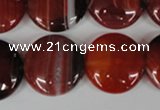 CAG3190 15.5 inches 20mm flat round red line agate beads