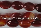 CAG3192 15.5 inches 10*14mm oval red line agate beads
