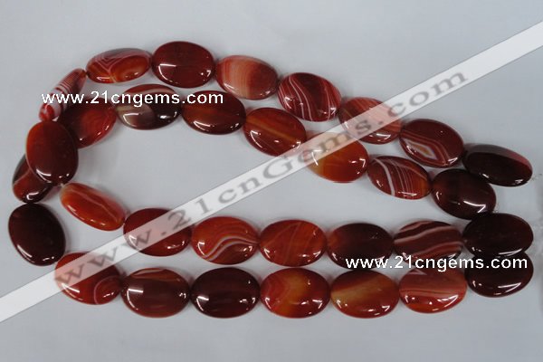 CAG3196 15.5 inches 18*25mm oval red line agate beads