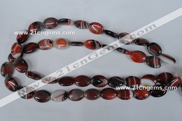 CAG3203 15.5 inches 13*18mm oval red line agate beads