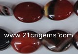 CAG3204 15.5 inches 15*20mm oval red line agate beads