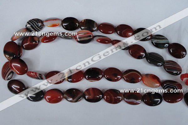 CAG3204 15.5 inches 15*20mm oval red line agate beads