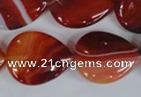 CAG3216 15.5 inches 20*25mm flat teardrop red line agate beads