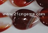 CAG3217 15.5 inches 22*30mm flat teardrop red line agate beads