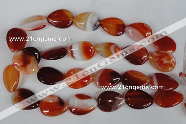 CAG3217 15.5 inches 22*30mm flat teardrop red line agate beads