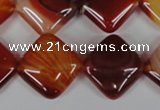 CAG3234 15.5 inches 16*16mm diamond red line agate beads