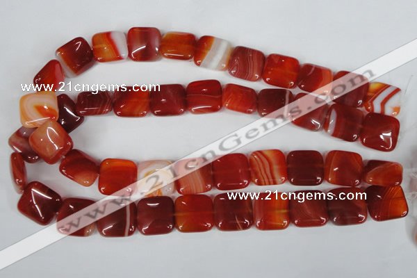 CAG3244 15.5 inches 18*18mm square red line agate beads