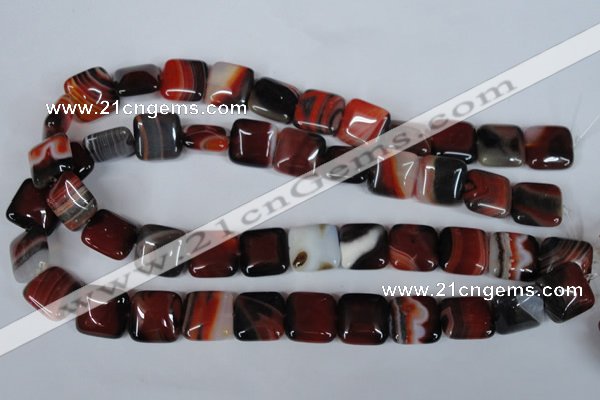 CAG3248 15.5 inches 16*16mm square red line agate beads