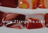 CAG3255 15.5 inches 15*20mm rectangle red line agate beads