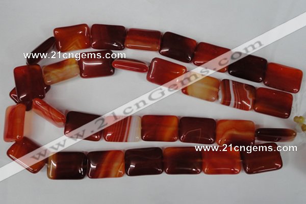 CAG3256 15.5 inches 18*25mm rectangle red line agate beads